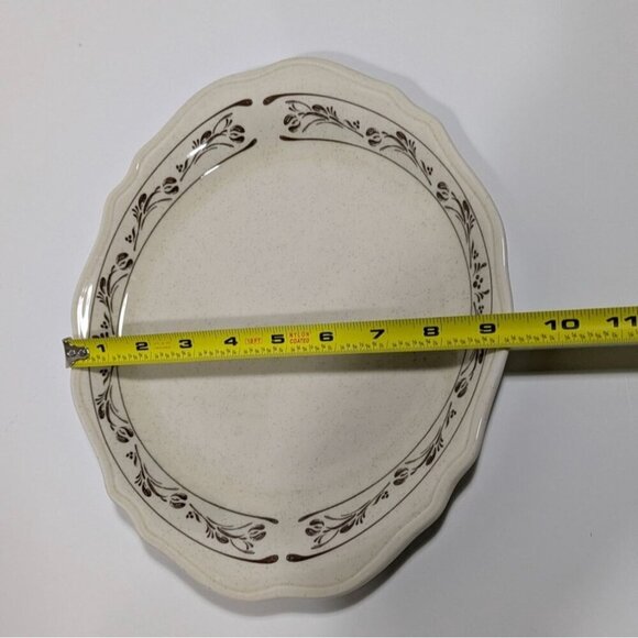 Syracuse China 12-C Beige Brown Scalloped Dinner Plate Floral Vine - Picture 2 of 6